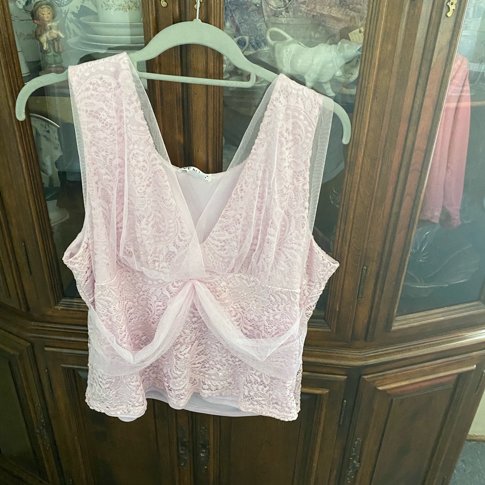 Cute lace and jersey empire waist top